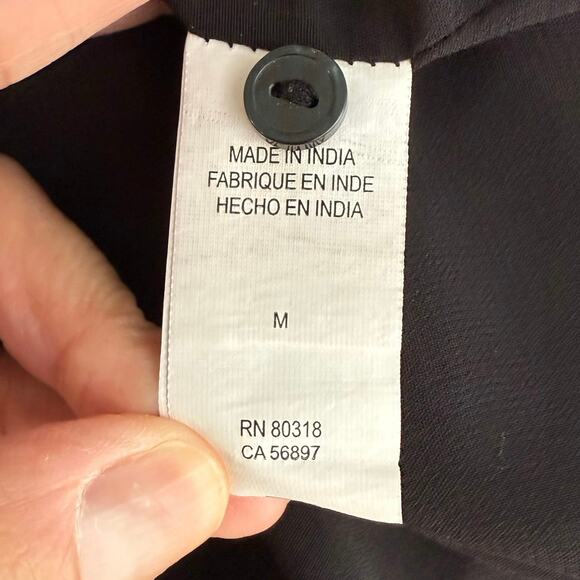 Lucky Brand Boho Midi Dress Sz Medium Black White Floral Lined Sleeveless Casual - Picture 9 of 16